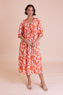 SS26 Tie Back Midi Dress - Tomato