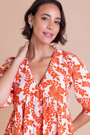 SS26 Tie Back Midi Dress - Tomato