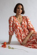 SS26 Tie Back Midi Dress - Tomato
