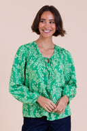 SS26 Gather Tie Smock Blouse - Bright Green