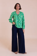 SS26 Gather Tie Smock Blouse - Bright Green