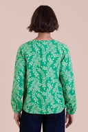 SS26 Gather Tie Smock Blouse - Bright Green