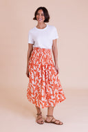 SS26 Smocked Waist Skirt - Tomato