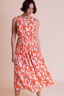 SS26 Smocked Waist Skirt - Tomato