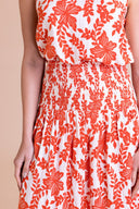 SS26 Smocked Waist Skirt - Tomato