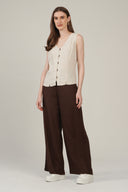 SS27 Wide Leg Trousers - Peppercorn Brown