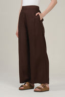 SS27 Wide Leg Trousers - Peppercorn Brown