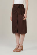 SS27 Plain Wrap Skirt - Peppercorn Brown