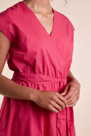 SS25 Fit and Flare Wrap Dress - Lipstick