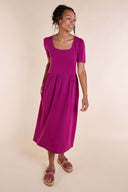 SS25 GOTS Organic Cotton Slub Midi Dress - Pansy