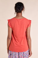 SS25 GOTS Organic Cotton Frill Top - Tangerine