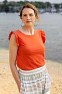 SS25 GOTS Organic Cotton Frill Top - Tangerine