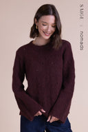 Saige AW25 Recycled Blend Lace Knit Jumper - Burgundy