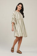 SS27 Dropped Shoulder Smock Midi Dress - Ecru