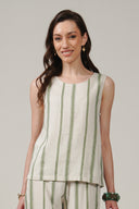 SS27 Printed Linen Vest Top - Ecru