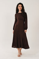 SN3511 Godet Hem Tea Dress - Chocolate