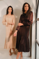 SN3511 Godet Hem Tea Dress - Champagne Gold