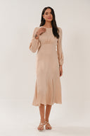 SN3511 Godet Hem Tea Dress - Champagne Gold