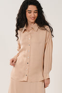 SN4431 Oversized Satin Shirt - Champagne Gold