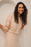 SN4431 Oversized Satin Shirt - Champagne Gold
