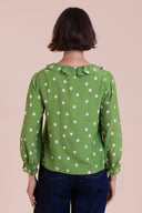 SS26 Ruffle Neck Blouse - Meadow Green