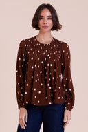 SS26 Shirred Blouse - Chocolate