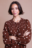 SS26 Shirred Blouse - Chocolate