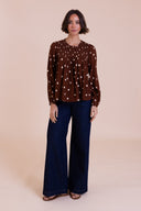 SS26 Shirred Blouse - Chocolate