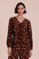 SS26 Tie Front Blouse - Chocolate