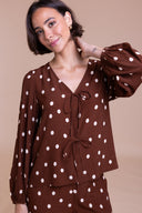 SS26 Tie Front Blouse - Chocolate