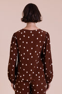 SS26 Tie Front Blouse - Chocolate