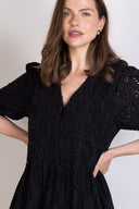 SS26 Broderie Anglais Midi Dress - Black