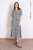 SS26 Sustainable Viscose Midi Shirtdress - Black & Ivory