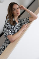SS26 Sustainable Viscose Midi Shirtdress - Black & Ivory