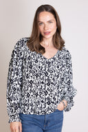 SS26 Sustainable Viscose Blouse - Black & Ivory