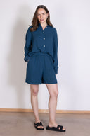 SS25 Double Cotton Shorts - Prussian Blue