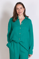 SS25 Double Cotton Oversized Shirt - Emerald