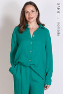 SS25 Double Cotton Oversized Shirt - Emerald