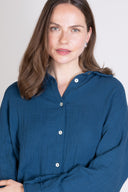 SS25 Double Cotton Oversized Shirt - Prussian Blue