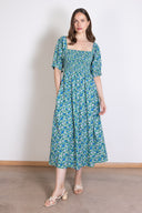 SS25 Organic Cotton Poplin Midi Dress - Fern Multi