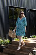 SS25 Organic Cotton Poplin Easy Dress - Fern Multi