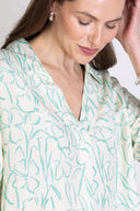 SS25 Linen Open Neck Tunic Dress - Aqua & Ivory