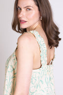 SS25 Linen Frill Cami - Aqua & Ivory