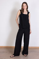 SS26 Linen High Waisted Wide Leg Trouser - Black