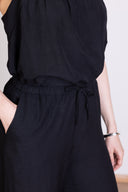 SS26 Linen High Waisted Wide Leg Trouser - Black