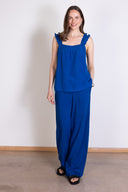 SS25 Linen High Waisted Wide Leg Trouser - Cobalt