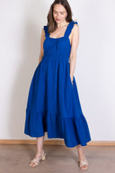 SS25 Linen Frill Sundress - Cobalt