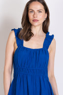 SS25 Linen Frill Sundress - Cobalt