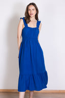 SS25 Linen Frill Sundress - Cobalt