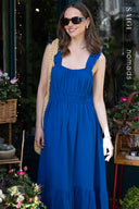 SS25 Linen Frill Sundress - Cobalt